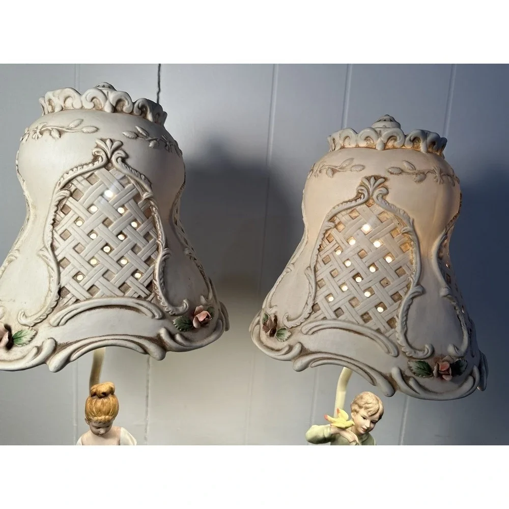 Lennile Ardelt Boy and Girl Porcelain Lamps‎ Pair